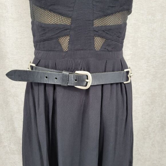 Fossil Vintage Italian Black Leather  and Silver Concho Coin Chain Women's Belt - Picture 12 of 14